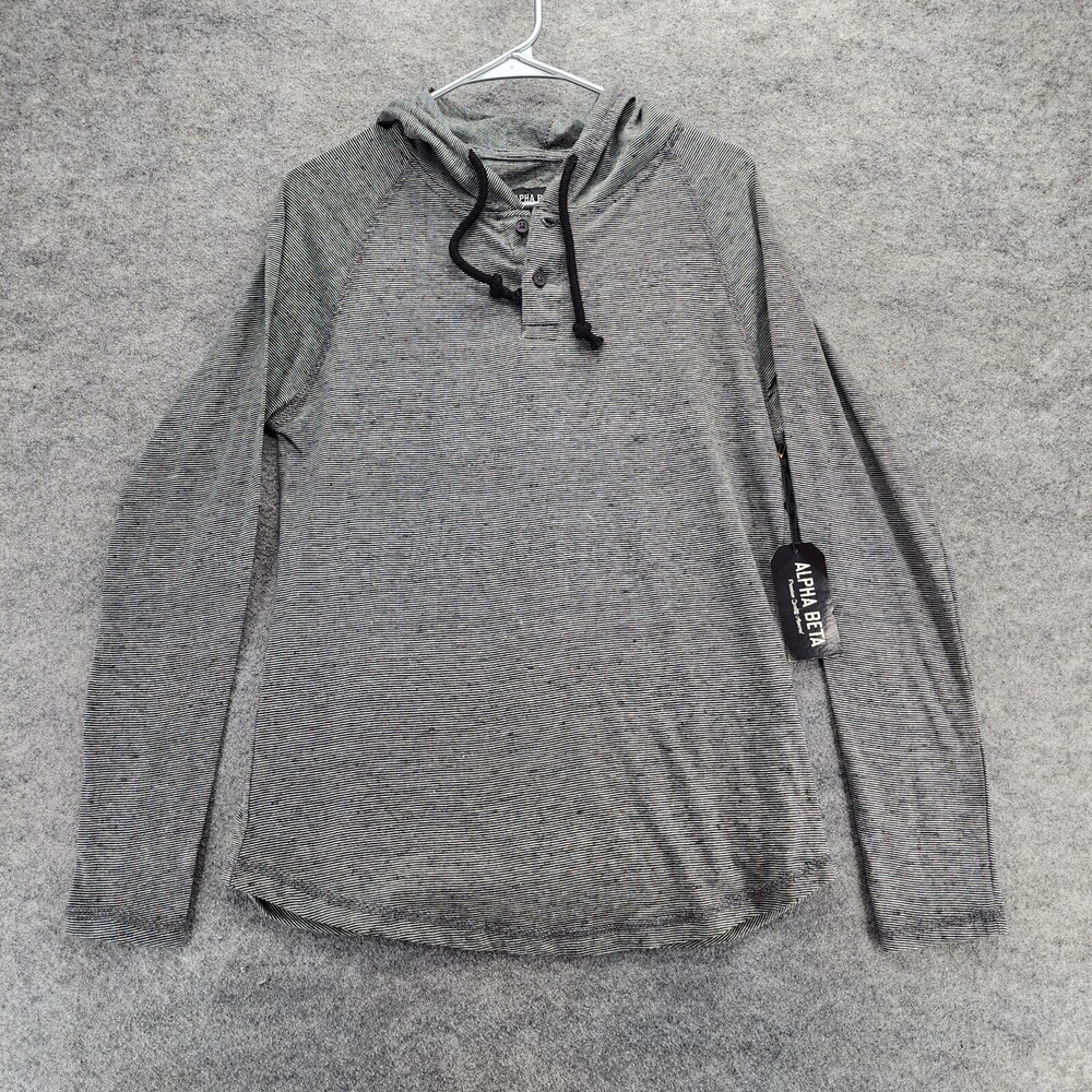 Alpha Beta Shirt Womens Small Long Sleeve Gray Hooded